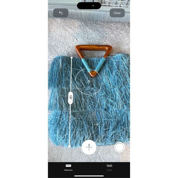 NWOT RARE Sensi Studio frayed maxi tote wooded handle, $435 blue - Picture 9 of 9